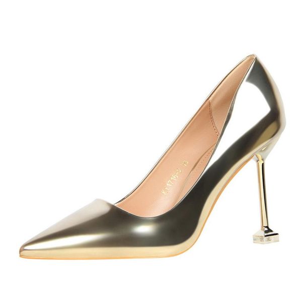 

dress shoes fashion high heel women retro high-heeled asakuchi pointed toe metallic party pumps size 34-39 a0116, Black