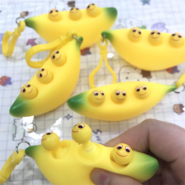 

13*4cm decompression fidget toy of cute banana keychain pinched happy vent ball children squeeze toys relieve autism in adults take it with