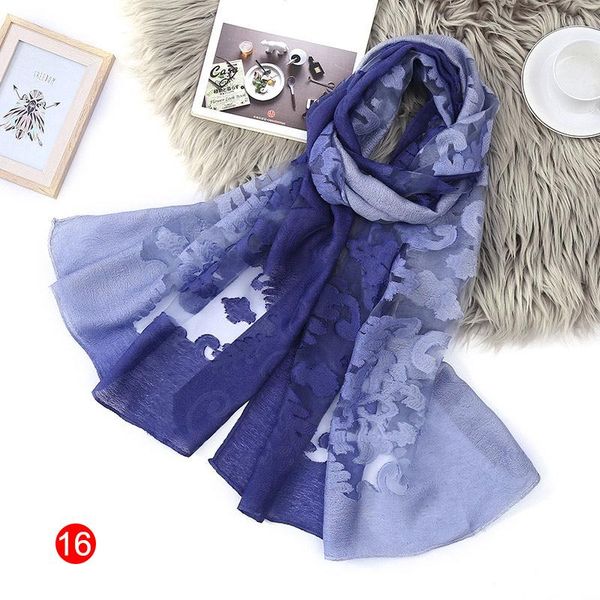 

scarves ly women gradient hollow cut flower scarf lightweight long shawl for spring summer dod886, Blue;gray