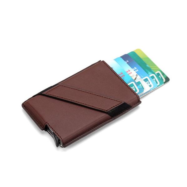 

card holders vintage men id holder pu leather wallet for small rifd male purse black short man bank, Brown;gray