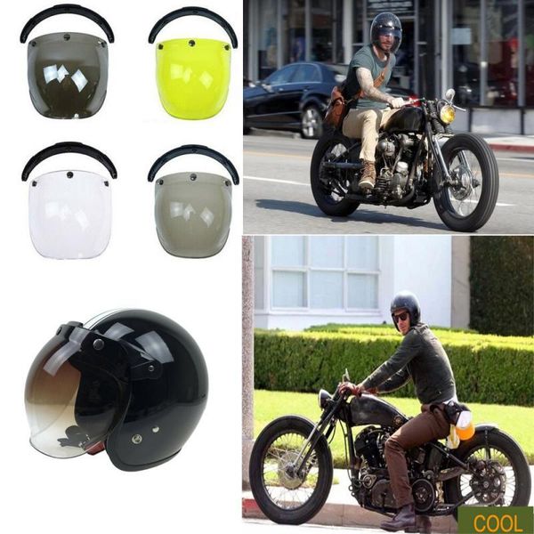 

motorcycle helmets bubble visor face shield lens mask with frame for 3-snap open helmet retro