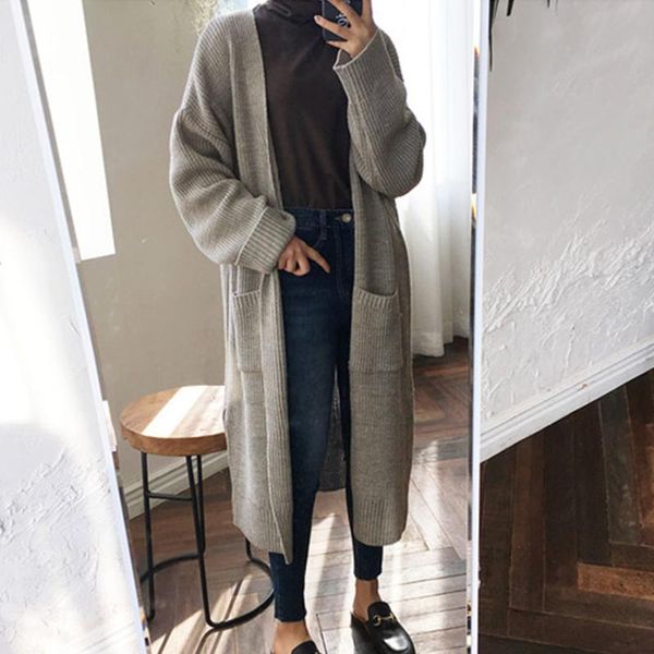 

women's knits & tees fashion long cardigan women harajuku loose knit sweater casual black oversized jacket coat autumn, White