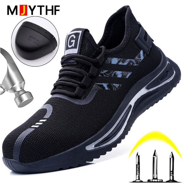 

2022 new work safety shoes puncture-proof work sneakers male indestructible shoes footwear mens steel toe shoes work boots men, Black