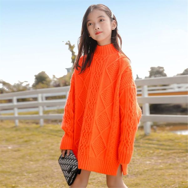 

pullover 2021 girls' sweater in autumn and winter, long high collar skirt thickened children's bottoming shirt., Blue