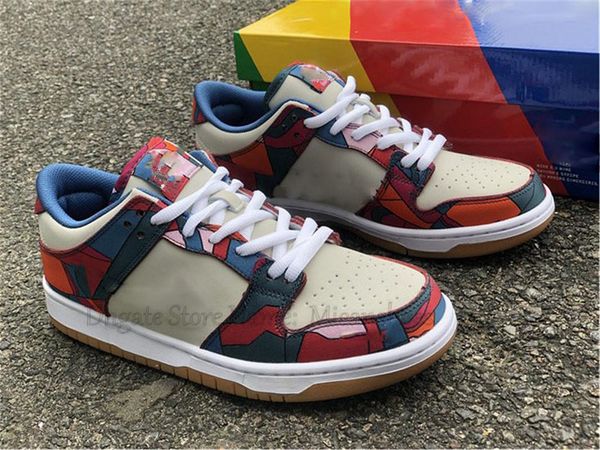 

parra dunks shoes sb low multi-color women men basketball fire pink gym red mocha white royal blue black skate sports lace-up sneakers, White;red
