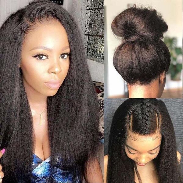 

lace wigs kinky straight 13x4 front wig curly hd transparent frontal human hair for black women 4x4 closure, Black;brown