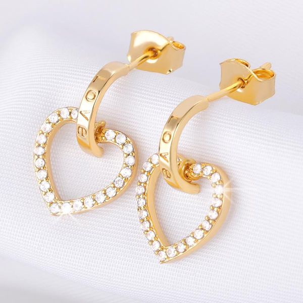 

stud romantic girl hollow heart pendant earrings charming women's wedding party ear clip jewelry fashion valentine's gift, Golden;silver