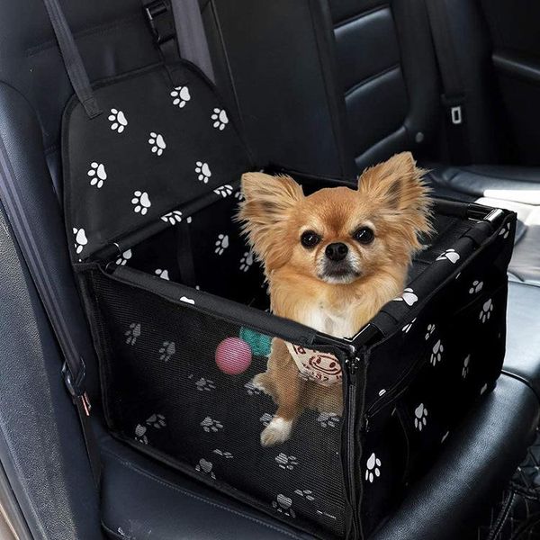 

dog car seat covers size 40x30x25cm breathable mesh convenient hanging bag hammock safety protector black print cartoon pet carrier