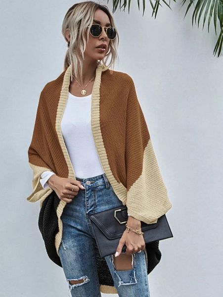 

women's knits & tees office sweater women casual cardigan winter autumn fall clothes ladies knitted jacket plus size loose patchwork co, White