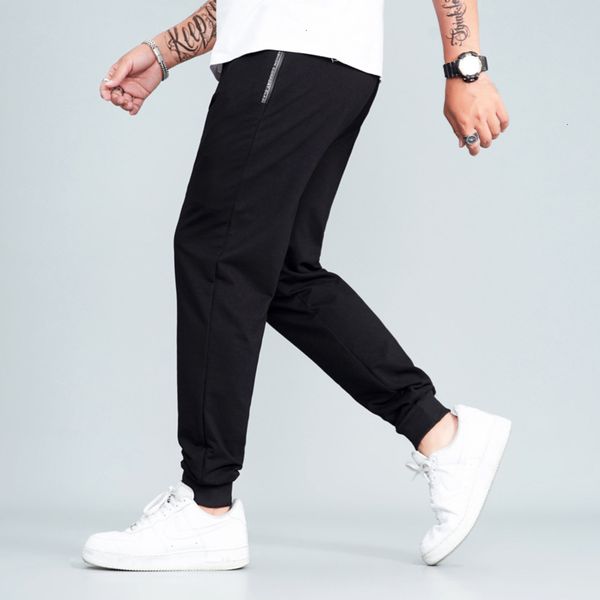 

men's pants fat loose solid and summer corset casual plus oversize pocket zipper sports tvme, Black