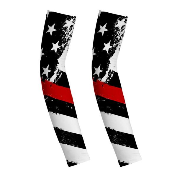 

elbow & knee pads 1pair men women hiking summer stretchy machine washable running american flag print cooling arm sleeve milk silk gardening, Black;gray