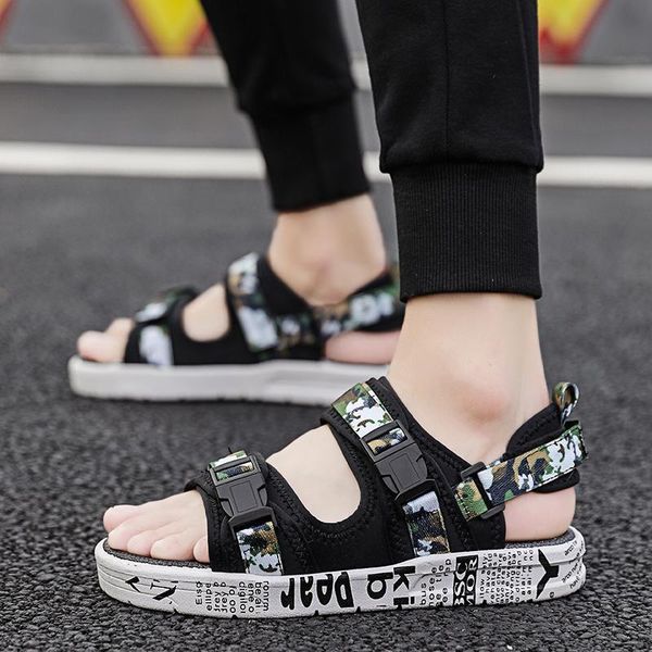 

sandals 2021 summer brand fashion platform men light weight men's beach slippers sport women 36-44, Black