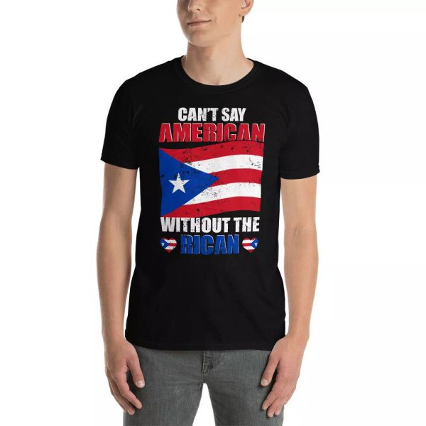 

can't say american without rican cool puerto rico flag shirt, White;black