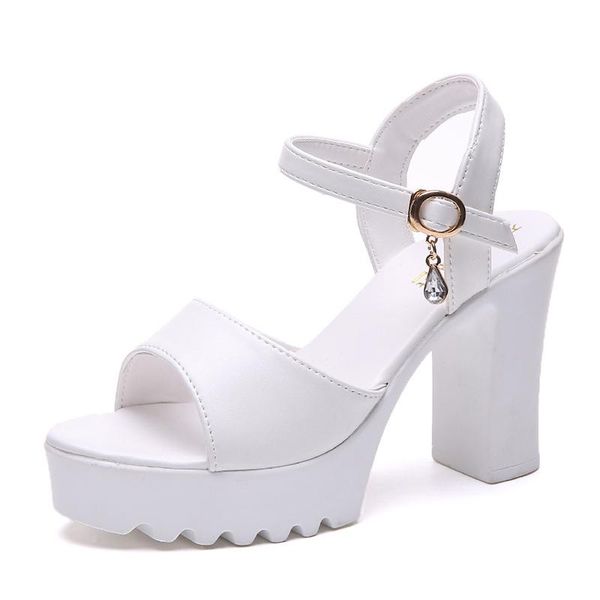 

dress shoes women fish mouth platform high heels wedges buckle slope sandals woman, Black
