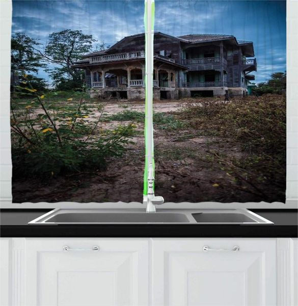 

curtain & drapes haunted mansion kitchen curtains picture of an old creepy abandoned house horror theme ghostly for cafe decor