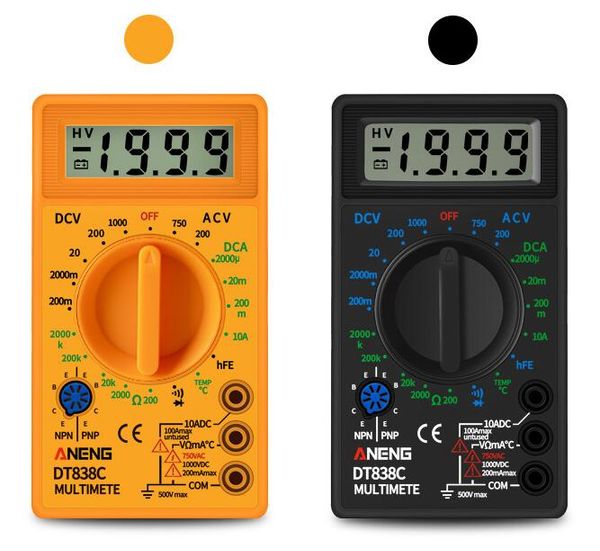 

dt-838c lcd digital multimeter ac/dc 750/1000v amp volt ohm tem tester with test lead and temperature probe voltmeter ammeter