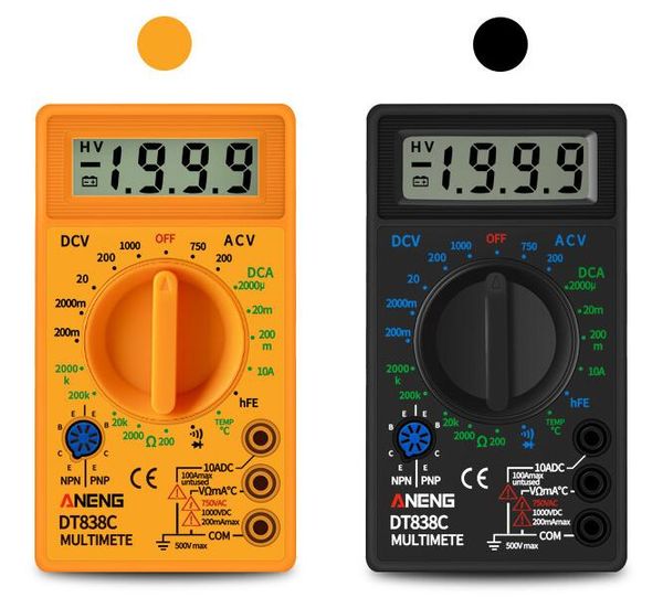 DT-838C LCD Digital Multimeter AC / DC 750 / 1000V AMP Volt Ohm TEM TESTER mit Prüfleitung und Temperaturfühler Voltmeter Ampereter