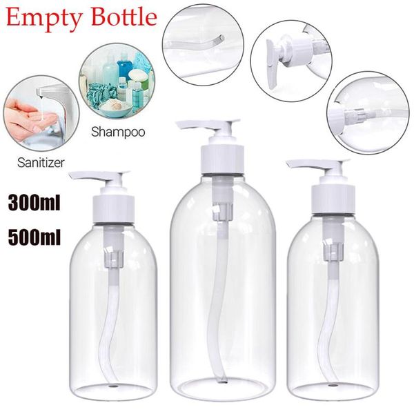 

storage bottles & jars 1pcs portable travel bottle 300ml/500ml plastic for sub shampoo cosmetic lotion container pump