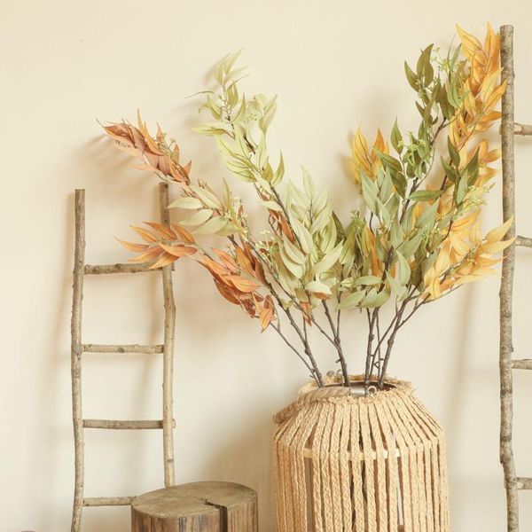 

pcs simulation green bamboo leaf branch artificial silk plants wall wedding decoration backdrop garden fence fake leaves decorative flowers1