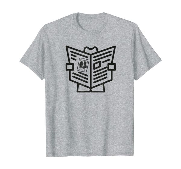 

reading newspaper t-shirt, White;black
