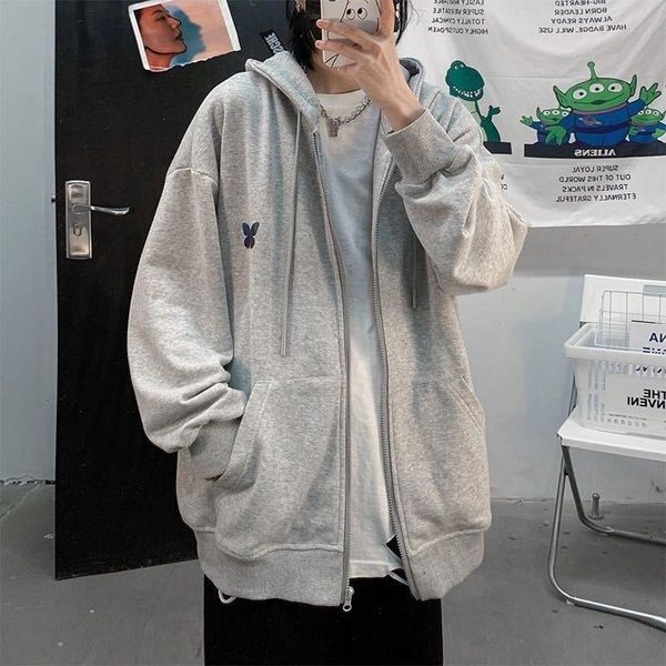 

summer women's cardigan hooded printing fashion loose casual versatile couple's sweater coat men's hoodies & sweatshirts, Black