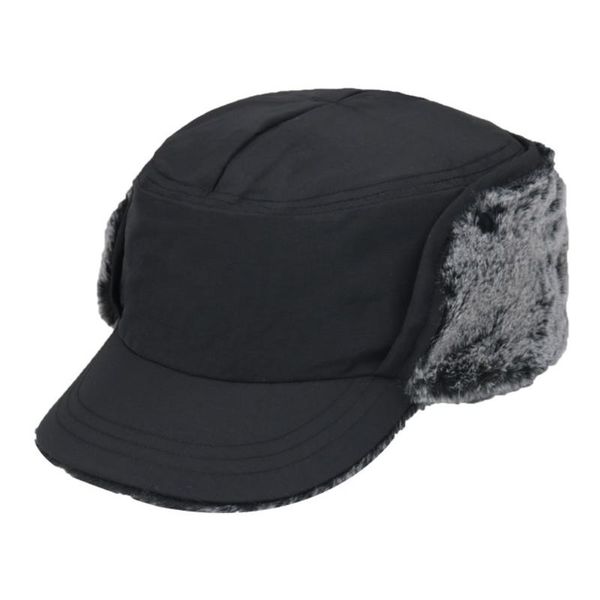 

berets thicken windproof thermal peaked helmet. trapper cap bomber military hat visors plush winter warm skiing earflap, Blue;gray