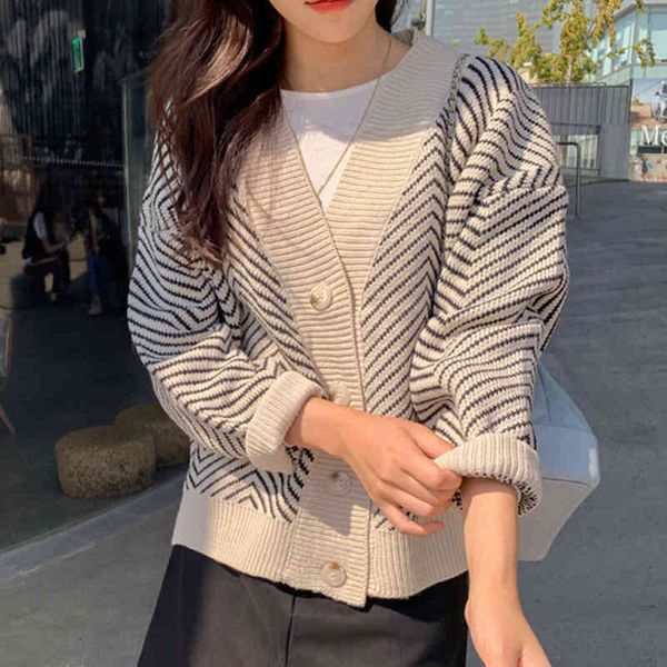 

women's cape autumn winter sweaters striped single button cardigans women loose oversized cardigan lady xhqn, Black