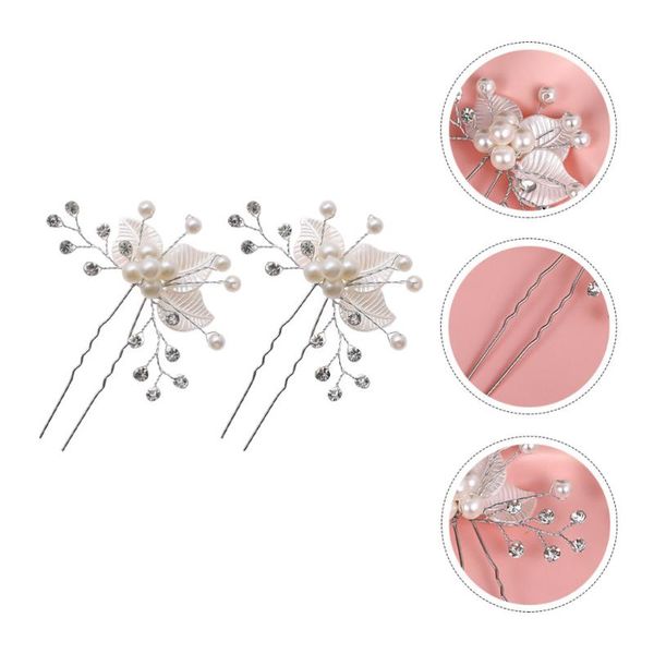 

hair brushes 2pcs bride hairpin fork pearl hairpins stick wedding pieces, Silver