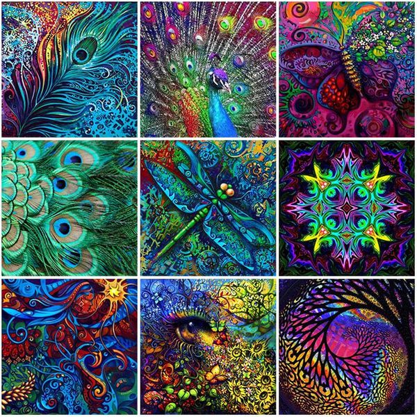 

diamond painting 5d diy peacock feather cross ctitch full round square mosaic embroidery manual art gift