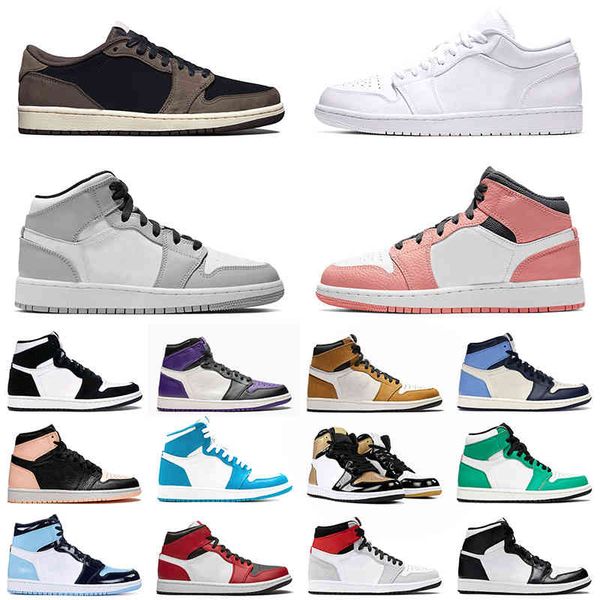 

jumpman 1 1s sport basketball shoes 2021 new mid pink quartz light smoke grey mens womens trainers sneakers 36-46