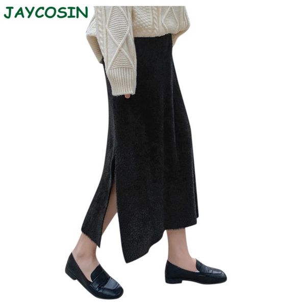 

skirts jaycosin clothes women fashion high waist elastic slim skirt womens solid gold velvet lace pleated girls 2021 1217, Black