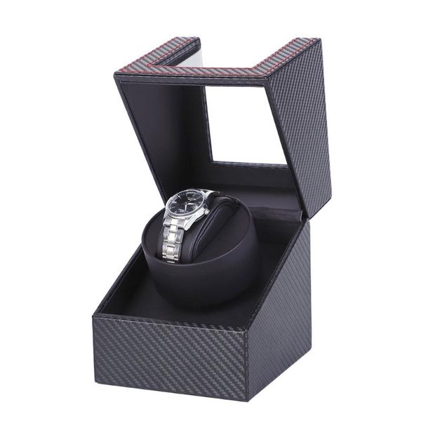 

watch boxes & cases 2021 carbon motor shaker winder holder display automatic mechanical winding box jewelry, Black;blue