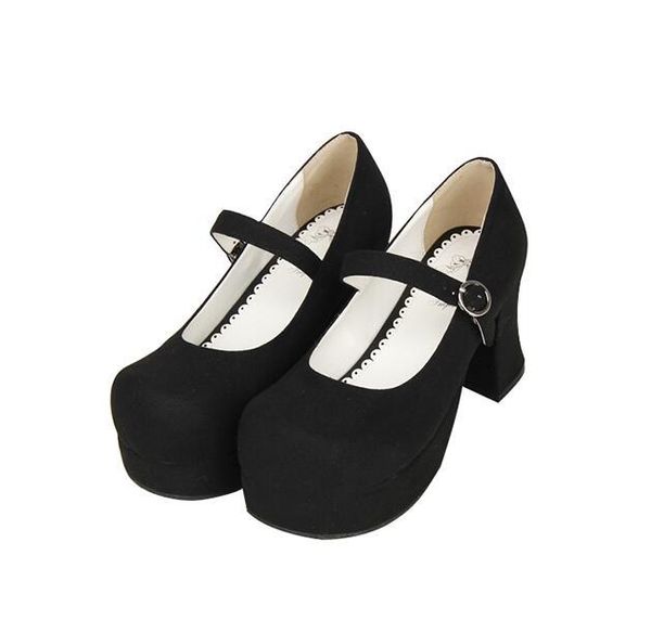 

dress shoes angelic imprint handmade woman mori girl lolita cosplay lady high heels pumps women princess party 7.5cm 33-47, Black