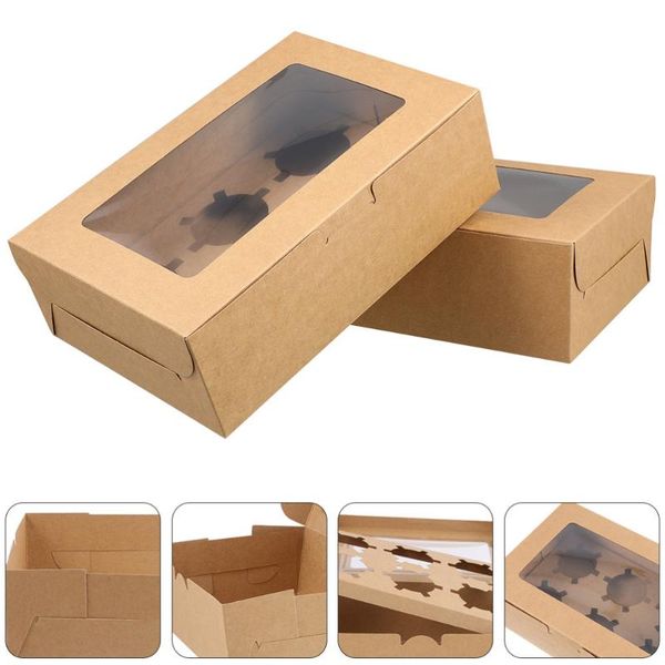 

gift wrap 1 set 10pcs kraft paper cake packing boxes cupcake dessert with inserts