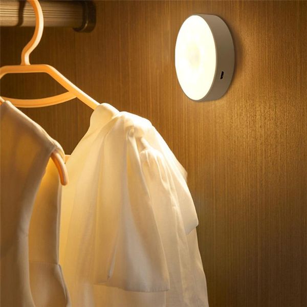 

night lights mini led light usb rechargeable motion sensor for kitchen cabinet wardrobe home wall decor closet lamp