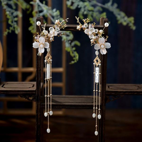 

party masks ancient style lolita hair accessories girly cosplay chinese hanfu fairy tassel hairpin pair clip daily simple set