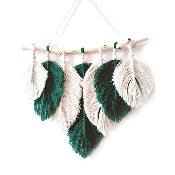 

tapestries studio clothing home pography props gift boho decoration macrame leaf feather wall tapestry headboard green decor