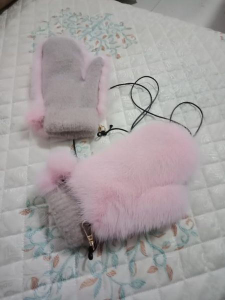 

five fingers gloves natural cashmere wool mittens elastic cute girl, Blue;gray