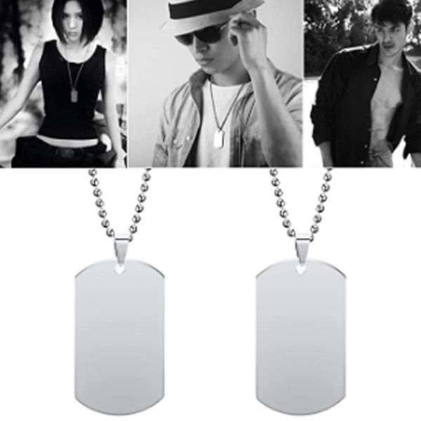 

pendant necklaces punk unique mens military army style tags chain necklace for men women dog tag jewelry gift, Silver
