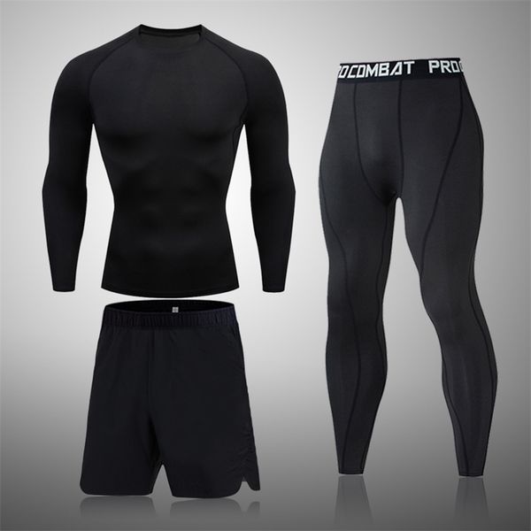

men's sportswear compression suits training clothing set training jogging sports thermal underwear running workout gym tights 211109, Gray
