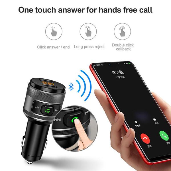 

qc3.0 bluetooth fm transmitter wireless car kit fast usb charger mp3 player 3.4a dual power audio accessories & mp4 players