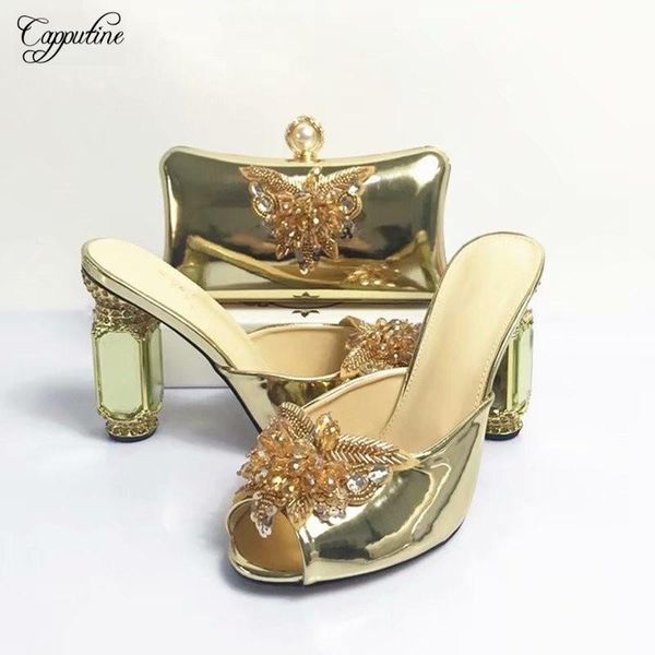 

dress shoes nice gold high heel design and purse bag set for evening party asb2 height 10cm, Black