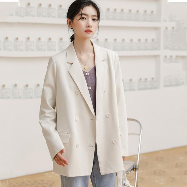 

women's suits & blazers ja0008 leisure notched suit jacket with pockets for female design sense fashion double-breasted women 2021 blaz, White;black