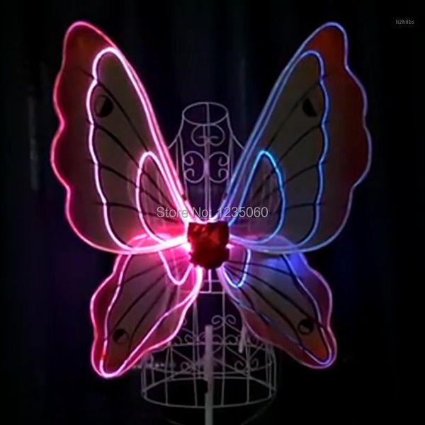 Decorazione per feste Xmas Women Dance Led Costumes RGB Light Colorfull Butterfly Glow Wings Programmable Stage Dress Dj Clothes Cosplay Wears