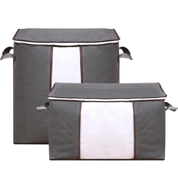 

clothing & wardrobe storage futon bag with clear window blanket case non-woven fabric handle gray 2-pack