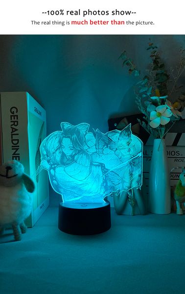 

acrylic 3d led picture light lamp anime illusion nightlight demon slayer blade ninja for bedroom decoration kids birthday gift