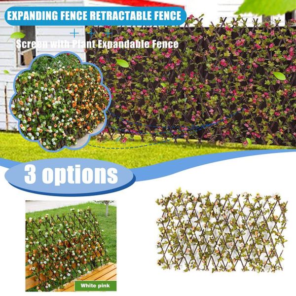 

fencing, trellis & gates garden plant fence artificial faux green leaf privacy screen panels rattan flower outdoor hedge