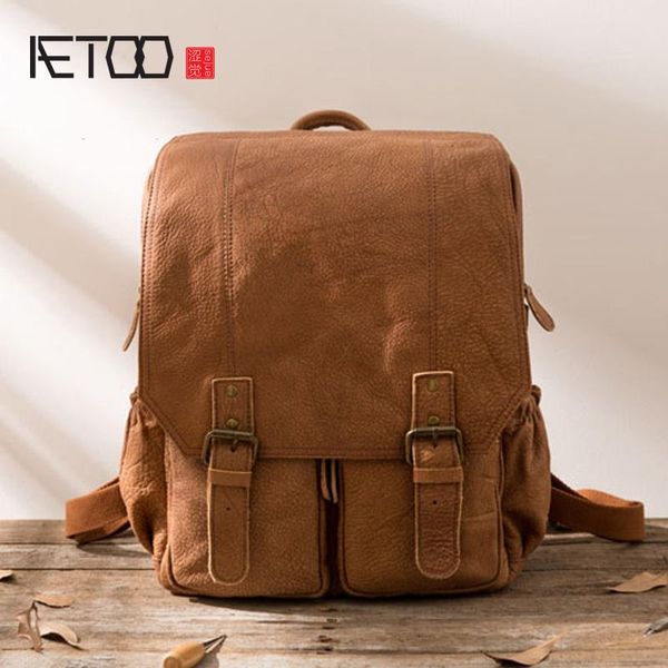 

backpack aetoo original england retro bag men leather scrub leisure travel
