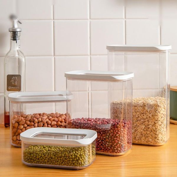 

storage bottles & jars plastic multigrain tank sealing food container kitchen refrigerator noodle box transparent sealed organizer
