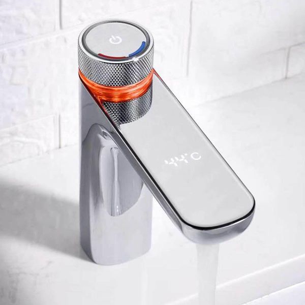 

bathroom sink faucets intelligent led digital temperature basin faucet brass mixer cold splash proof tap accessories water saving